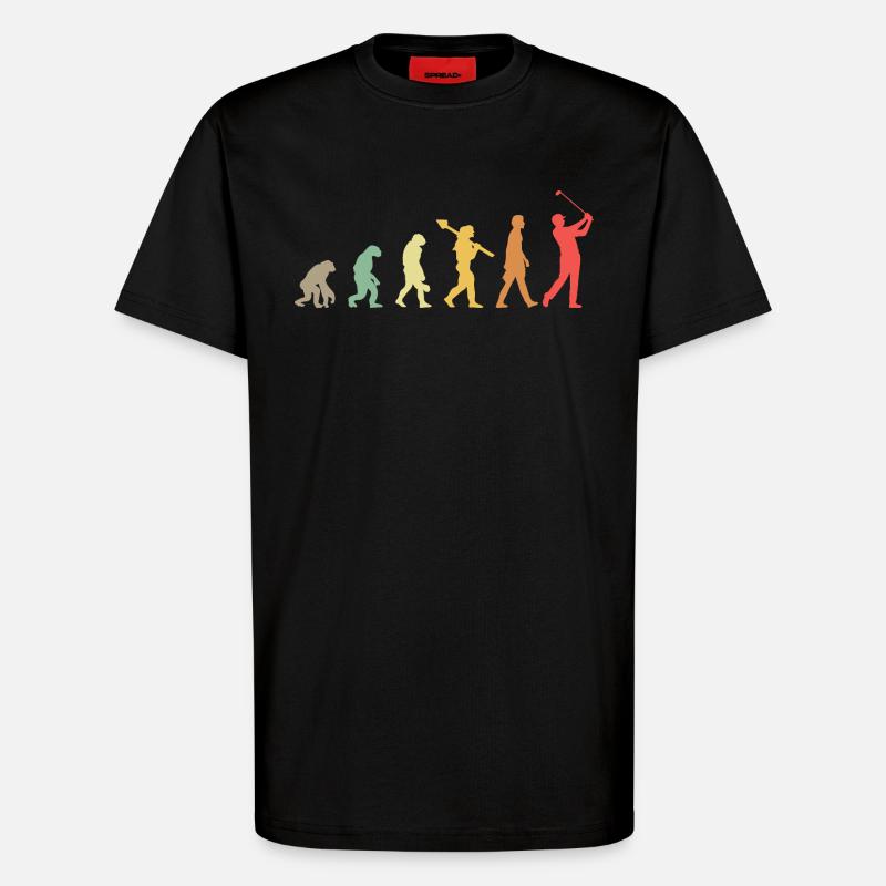 Golf Golfer Golfplatz Golfspieler Evolution - T-Shirt - made by SPREAD - SOLID BLACK
