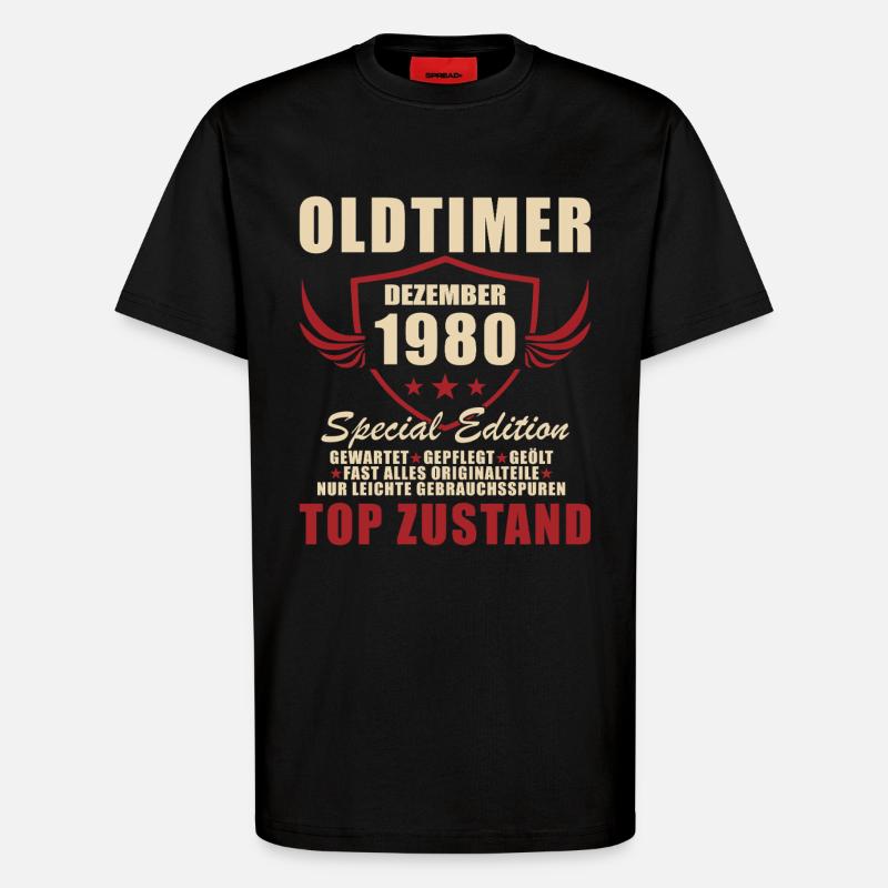 Oldtimer Dezember 1980 Special Edition - T-Shirt - made by SPREAD - SOLID BLACK