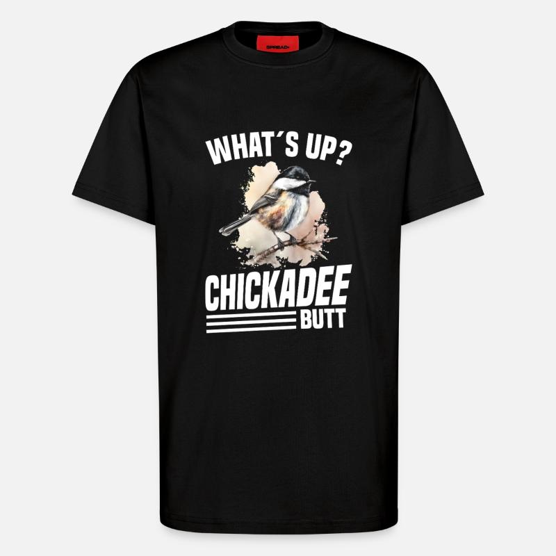  Chickadee Birder Chickadee Plush Birdwatching - T-Shirt - made by SPREAD - SOLID BLACK