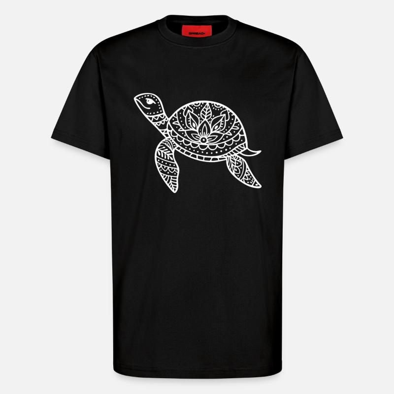 Boho Schildkröte mit Musterpanzer - T-Shirt - made by SPREAD - SOLID BLACK