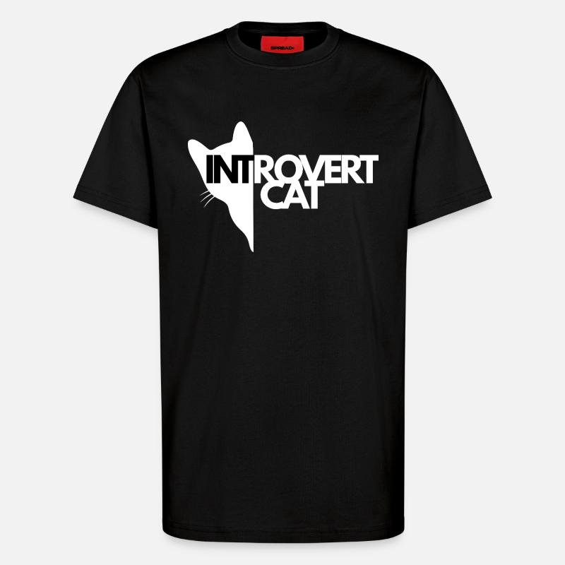 Chat Introverti Silhouette Contrastée - T-shirt bio décontracté fabriqué en UE - SOLID BLACK