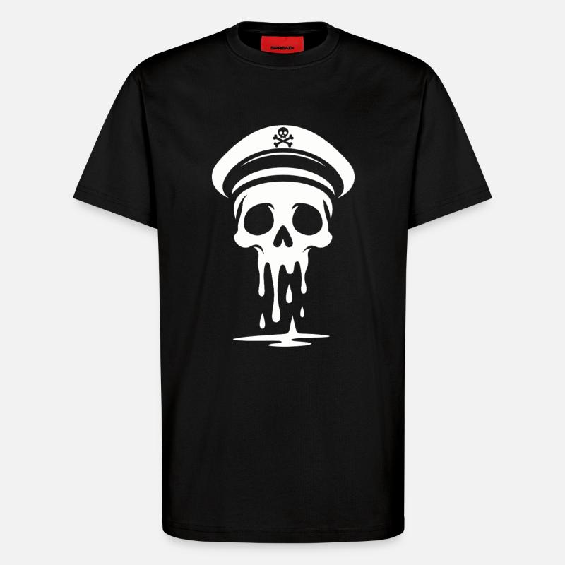 Melting Captain Skull Skull Captain Hat - T-Shirt - made by SPREAD - SOLID BLACK