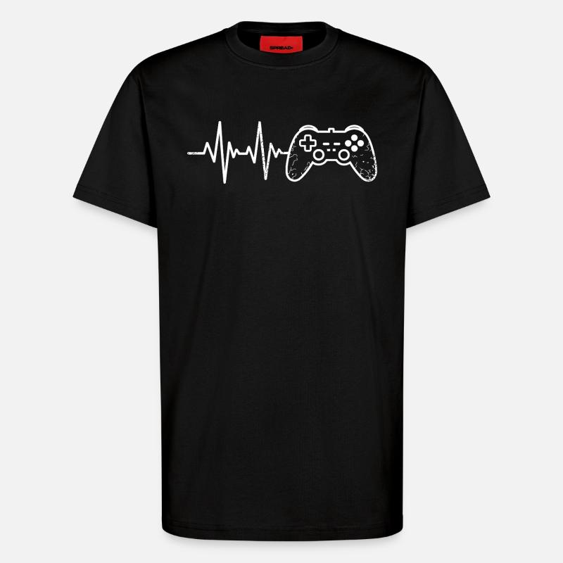 Gaming Puls Controller Skizze - T-Shirt - made by SPREAD - SOLID BLACK