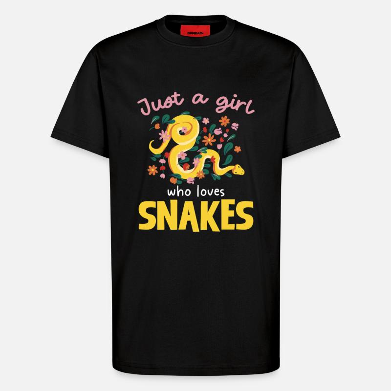 Nur ein Mädchen liebt Schlangen - T-Shirt - made by SPREAD - SOLID BLACK