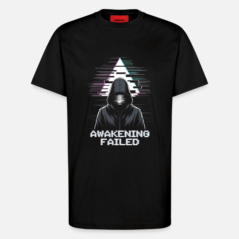 Glitch-Hacker mit „Awakening Failed“ Look - T-Shirt - made by SPREAD - SOLID BLACK