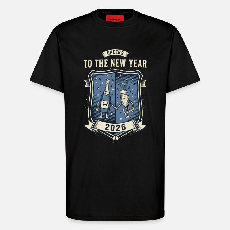 Prost auf die Neujahrsfeier 2026 - T-Shirt - made by SPREAD - SOLID BLACK
