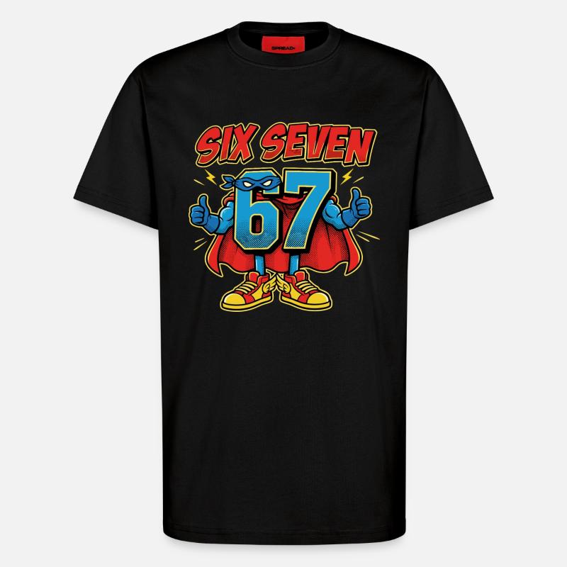 6-7 Meme 67 – Sechs Sieben Schulwitz - T-Shirt - made by SPREAD - SOLID BLACK