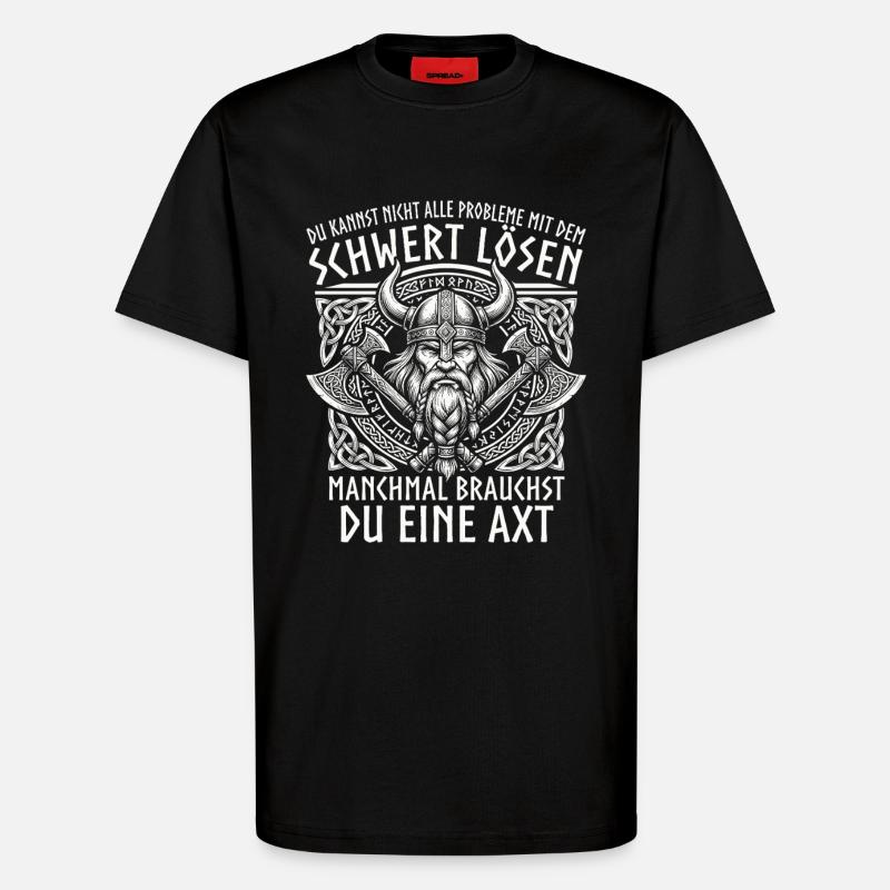 Comic Wikinger: Der tapfere Krieger - T-Shirt - made by SPREAD - SOLID BLACK