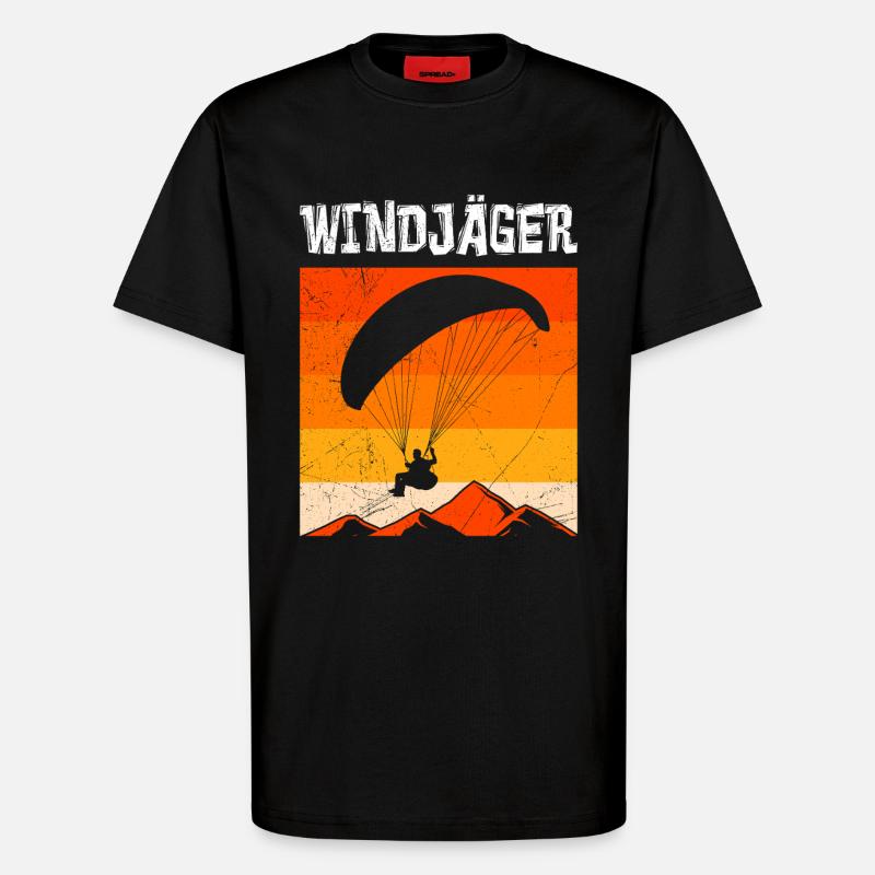 Gleitschirmflieger WINDJÄGER Lustiges - T-Shirt - made by SPREAD - SOLID BLACK