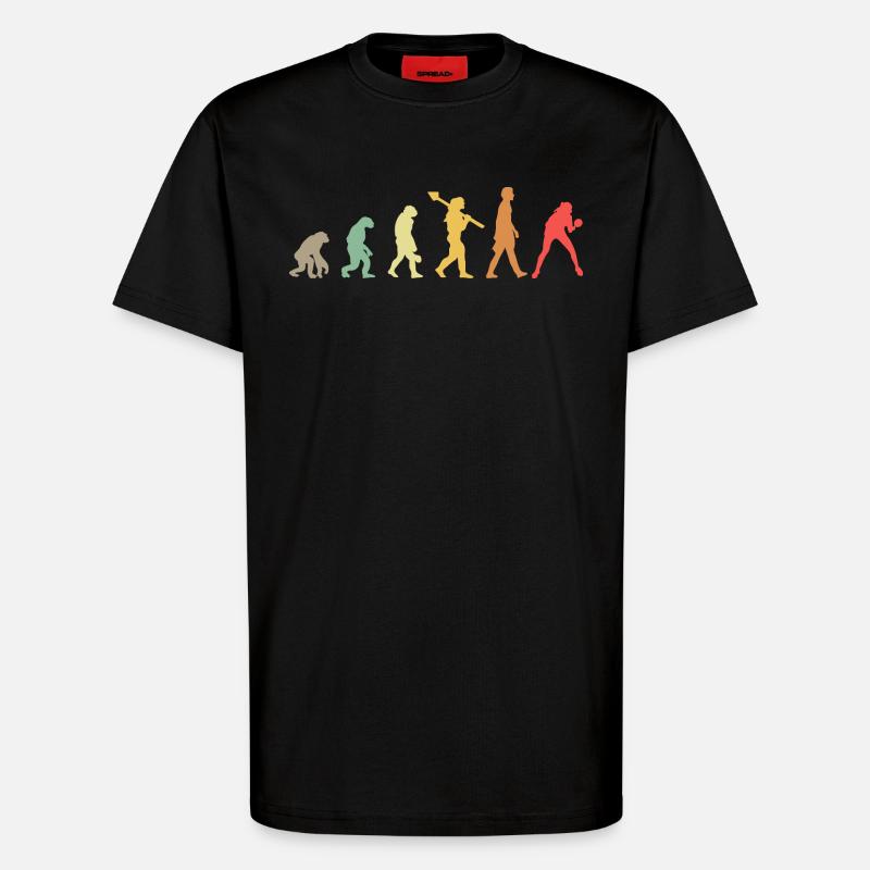 Évolution du tennis de table - T-shirt bio décontracté fabriqué en UE - SOLID BLACK