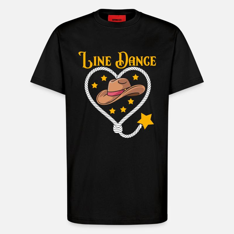 Line Dance Heart Hat - T-Shirt - made by SPREAD - SOLID BLACK