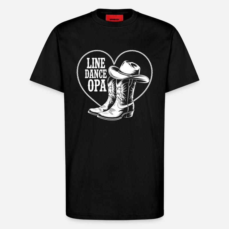 Line Dance Opa Cowboy Boots Herz - T-Shirt - made by SPREAD - SOLID BLACK