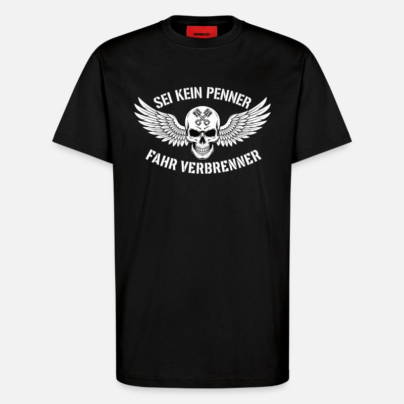 Ride Combustion Engine – Biker Skull Statement - T-Shirt - made by SPREAD - SOLID BLACK