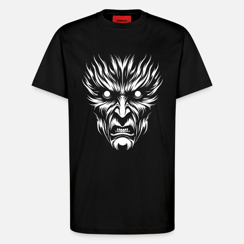 Face de Loup de Lune - T-shirt bio décontracté fabriqué en UE - SOLID BLACK