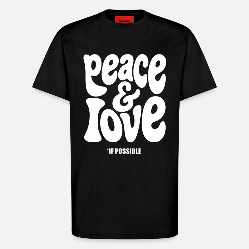 PEACE LOVE #2 - let's talk - T-Shirt - made by SPREAD - SOLID BLACK