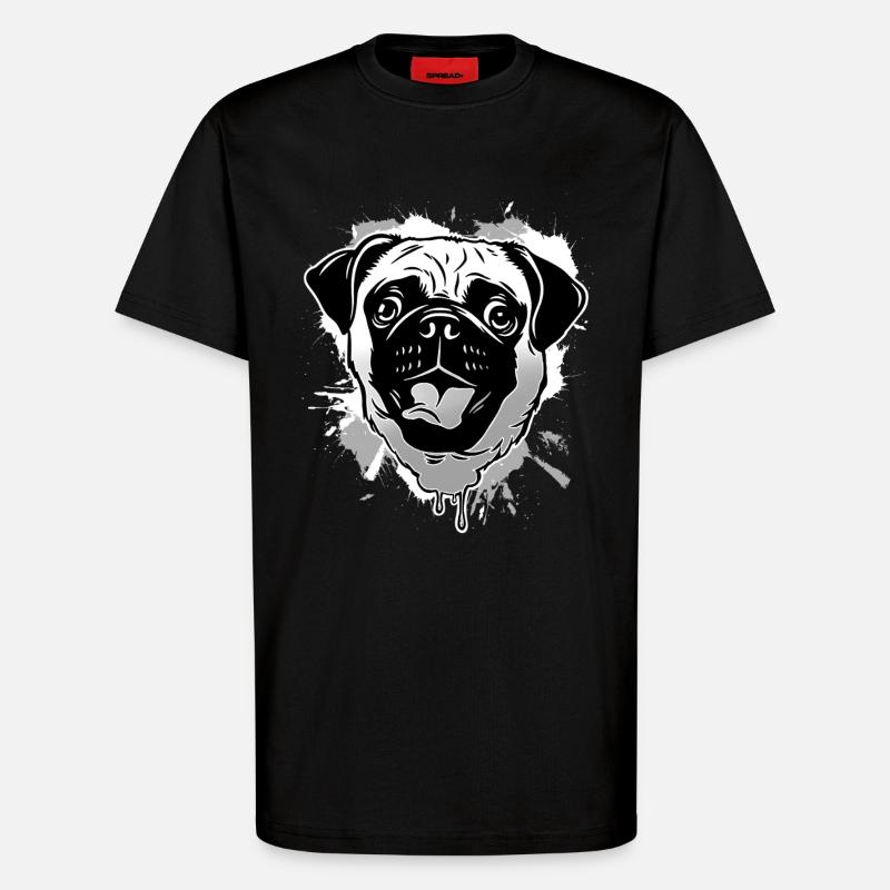 Mops - T-Shirt - made by SPREAD - SOLID BLACK