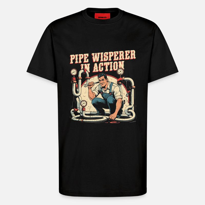 Pipe Layer Pipe Builder Pipe Whisperer - T-Shirt - made by SPREAD - SOLID BLACK