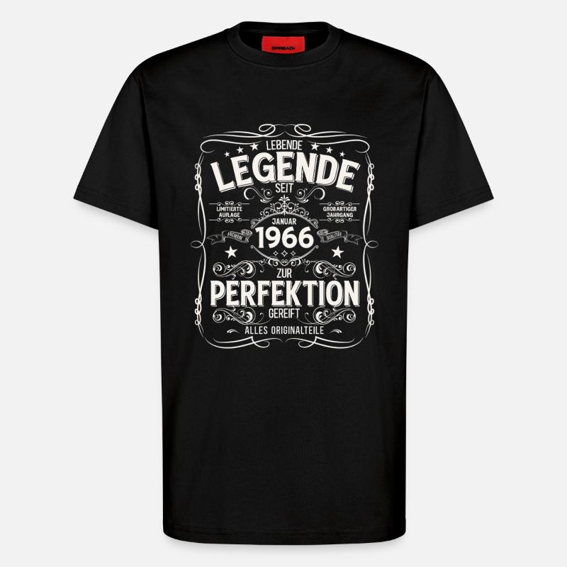 60th Birthday Legend January 1966 - T-Shirt - made by SPREAD - SOLID BLACK