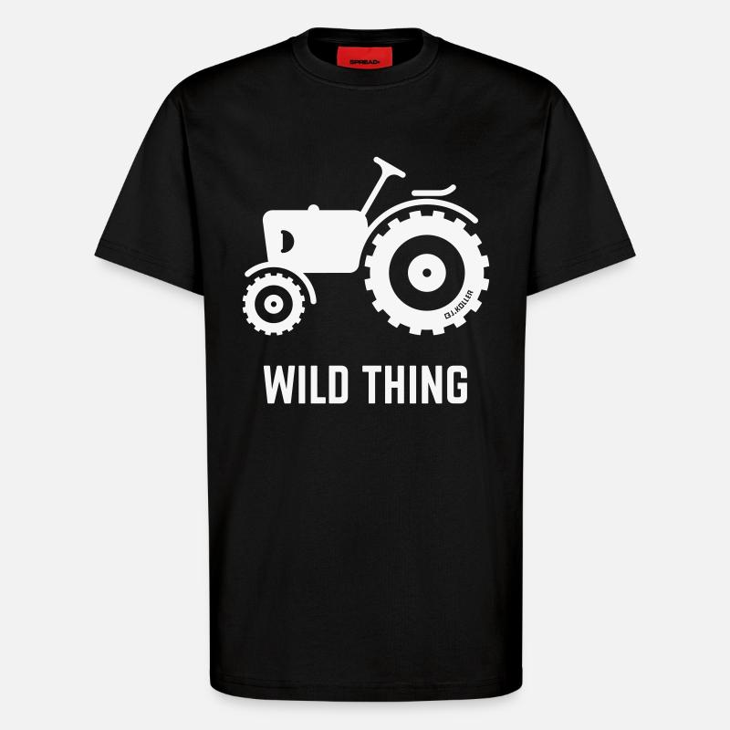 Wild Thing (Tracteur / Fermier / Blanc) - T-shirt bio décontracté fabriqué en UE - SOLID BLACK