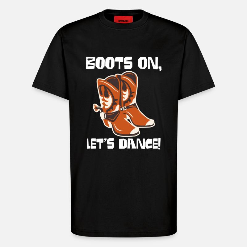 Boots On: Dancing Cowboy Boots - T-Shirt - made by SPREAD - SOLID BLACK
