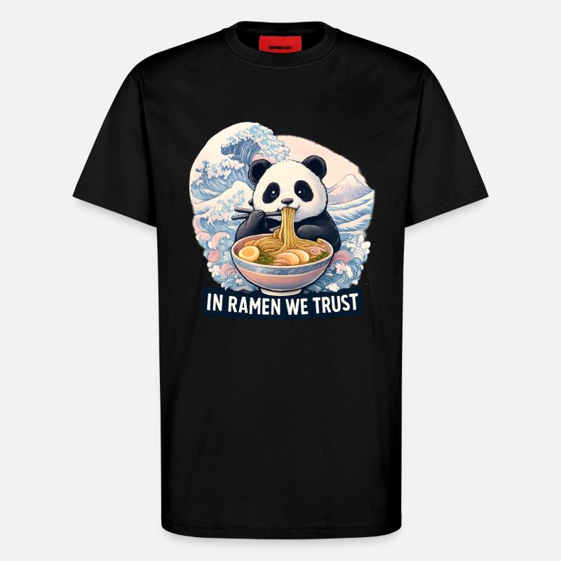 Panda Ramen Nudel Bowl - T-Shirt - made by SPREAD - SOLID BLACK