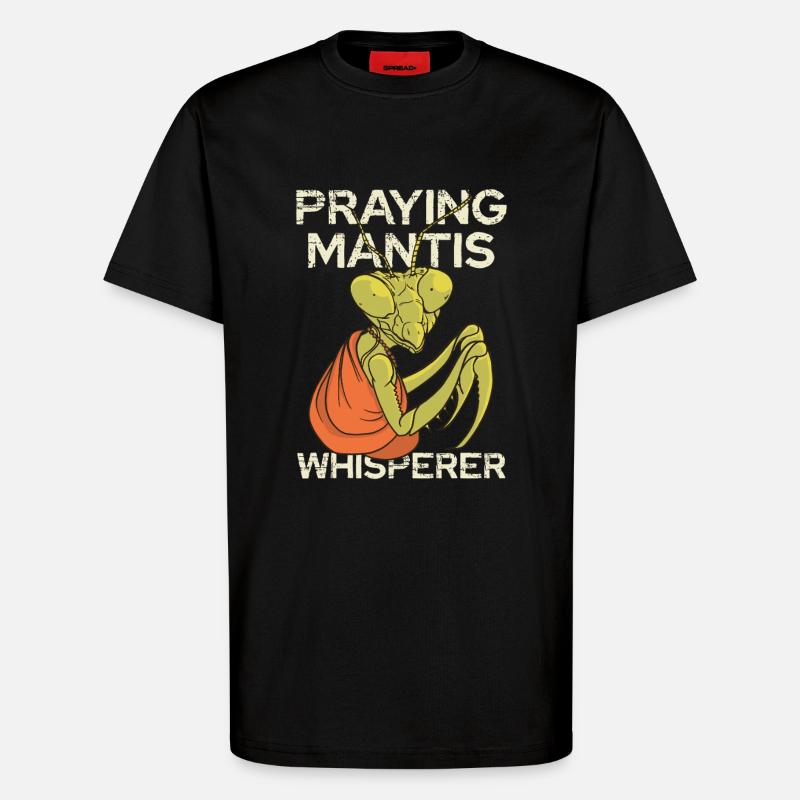 Mantide in Prayer – Whisperer - T-Shirt - made by SPREAD - SOLID BLACK