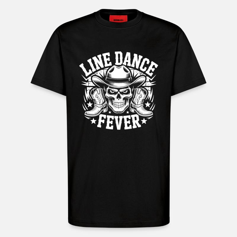 Line Dance Forever Skull - T-Shirt - made by SPREAD - SOLID BLACK
