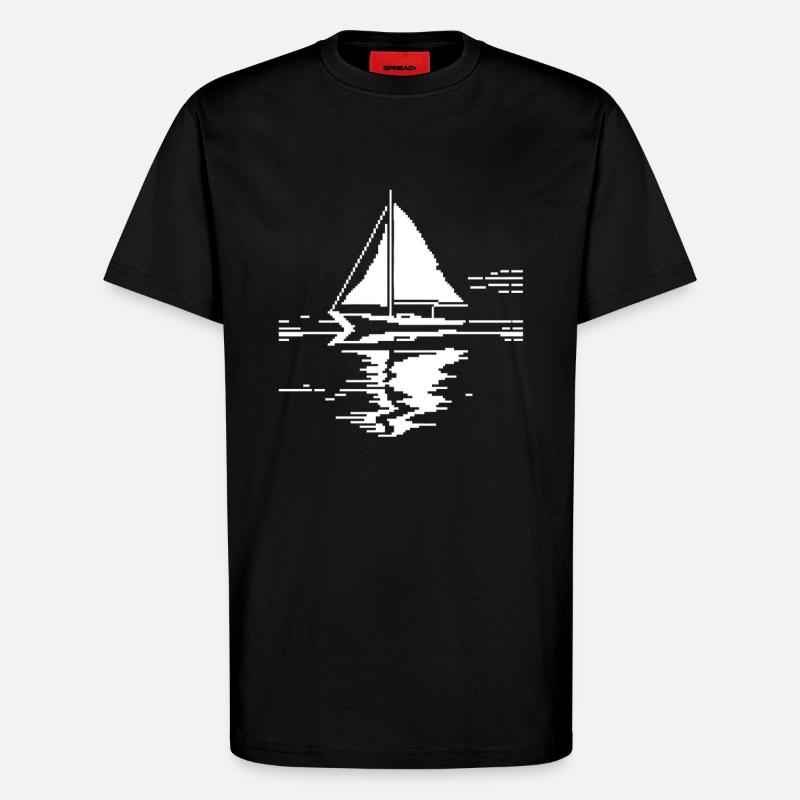 Segelboot Pixel Grafik - T-Shirt - made by SPREAD - SOLID BLACK