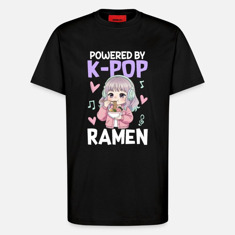 Propulsé par des ramen K-Pop - T-shirt bio décontracté fabriqué en UE - SOLID BLACK