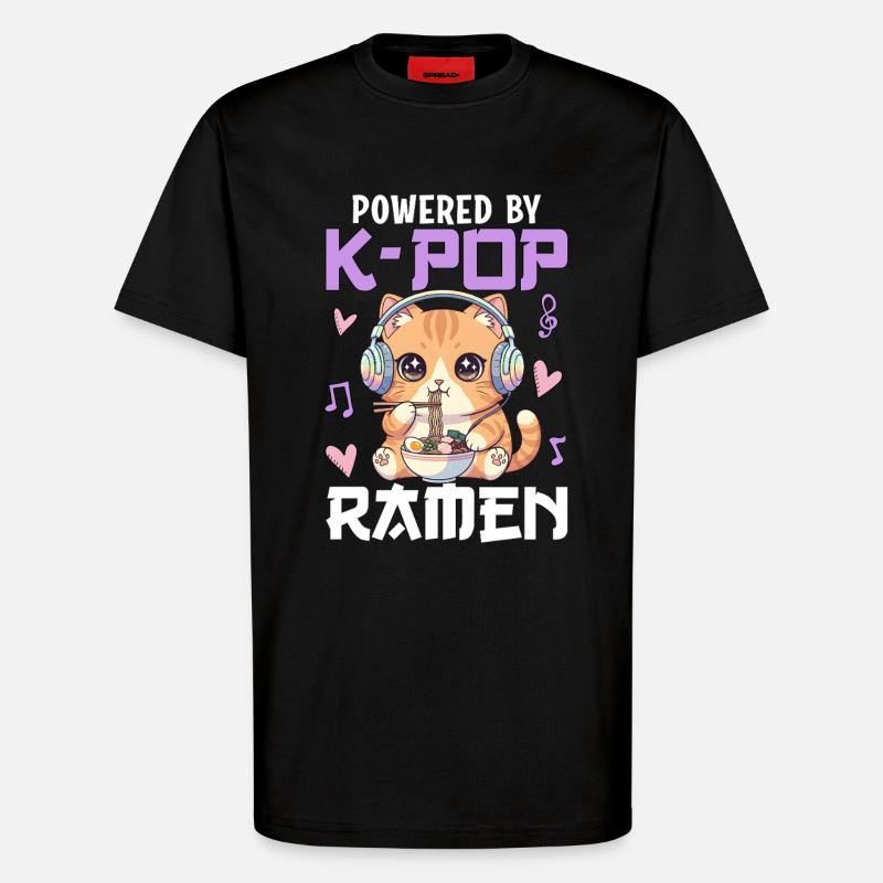 Propulsé par des ramen K-Pop - T-shirt bio décontracté fabriqué en UE - SOLID BLACK