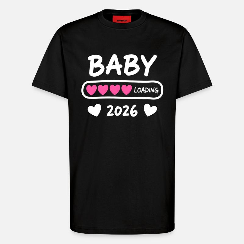 Baby Loading 2026 Parents enceintes - T-shirt bio décontracté fabriqué en UE - SOLID BLACK