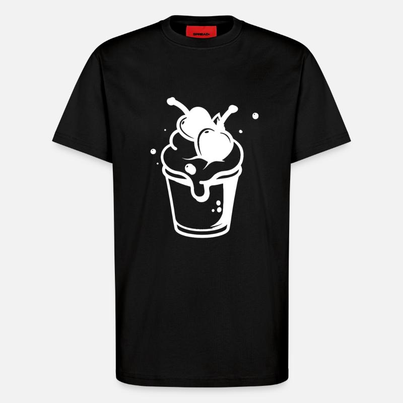 Dessin de coupe glacée - T-shirt bio décontracté fabriqué en UE - SOLID BLACK