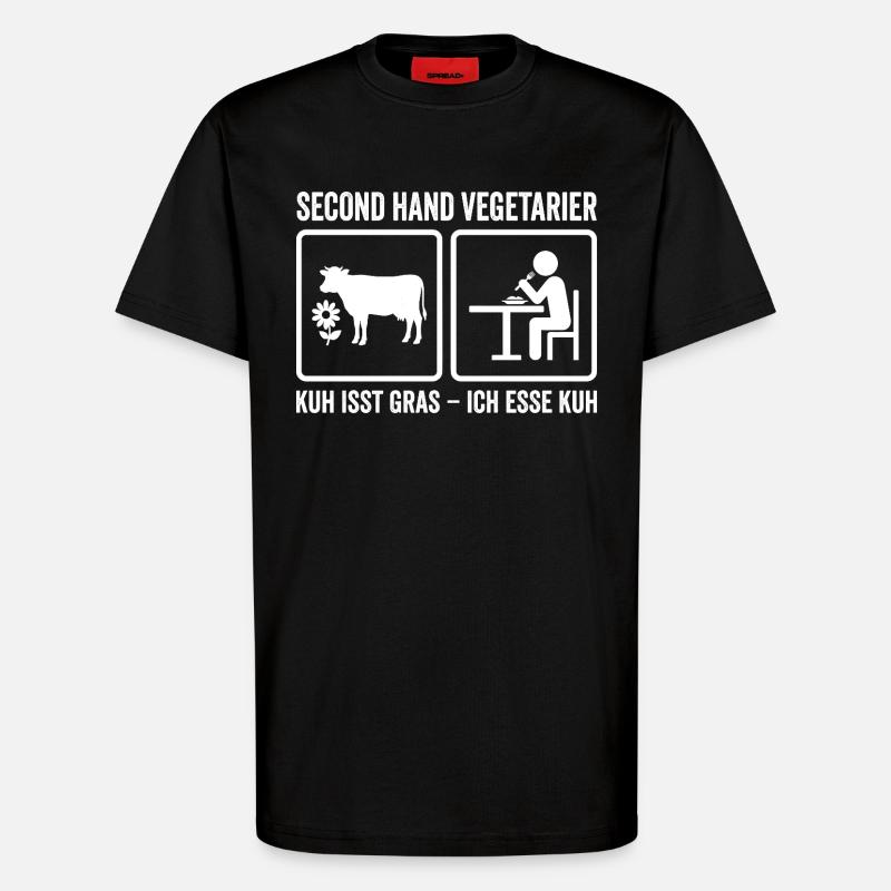 Second Hand Vegetarier – Lustiges Fleisch Design - T-Shirt - made by SPREAD - SOLID BLACK