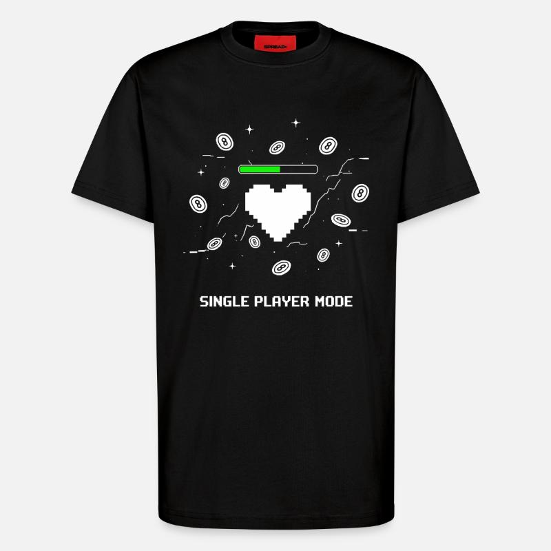 Single Player Mode Gamer Herz - T-Shirt - made by SPREAD - SOLID BLACK
