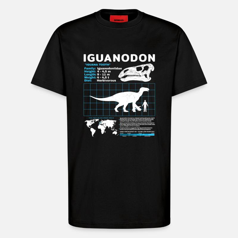Fiche d’information sur l’Iguanodon - T-shirt bio décontracté fabriqué en UE - SOLID BLACK