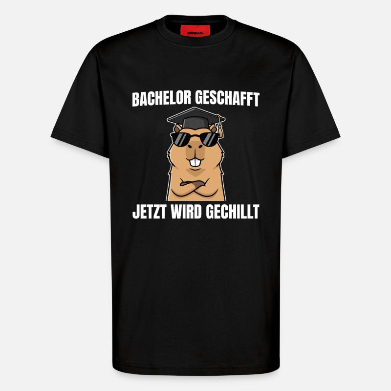 Bachelor geschafft - Capybara Bachelorprüfung - T-Shirt - made by SPREAD - SOLID BLACK