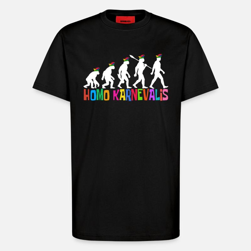 Homo Carnival | Évolution des Fous, Engraissé - T-shirt bio décontracté fabriqué en UE - SOLID BLACK