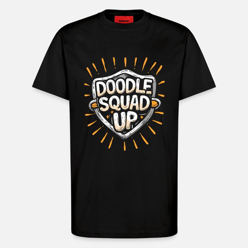 Doodle Squad Up Doodle Drawing - T-Shirt - made by SPREAD - SOLID BLACK