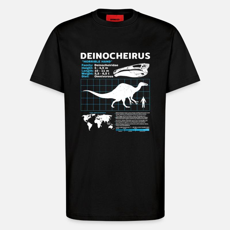 Fiche d’information de Deinocheirus - T-shirt bio décontracté fabriqué en UE - SOLID BLACK