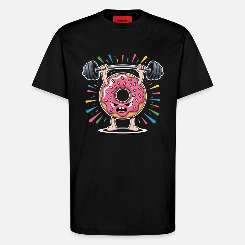 Donut strength training with sprinkles - T-Shirt - made by SPREAD - SOLID BLACK