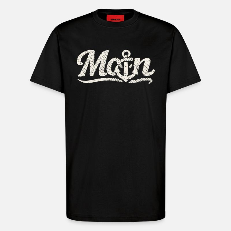 Conception côtière Moin Anchor - T-shirt bio décontracté fabriqué en UE - SOLID BLACK