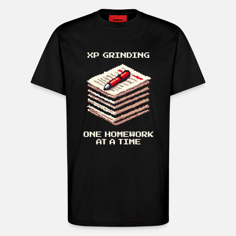 XP Grind : Devoirs pour devoirs | École - T-shirt bio décontracté fabriqué en UE - SOLID BLACK