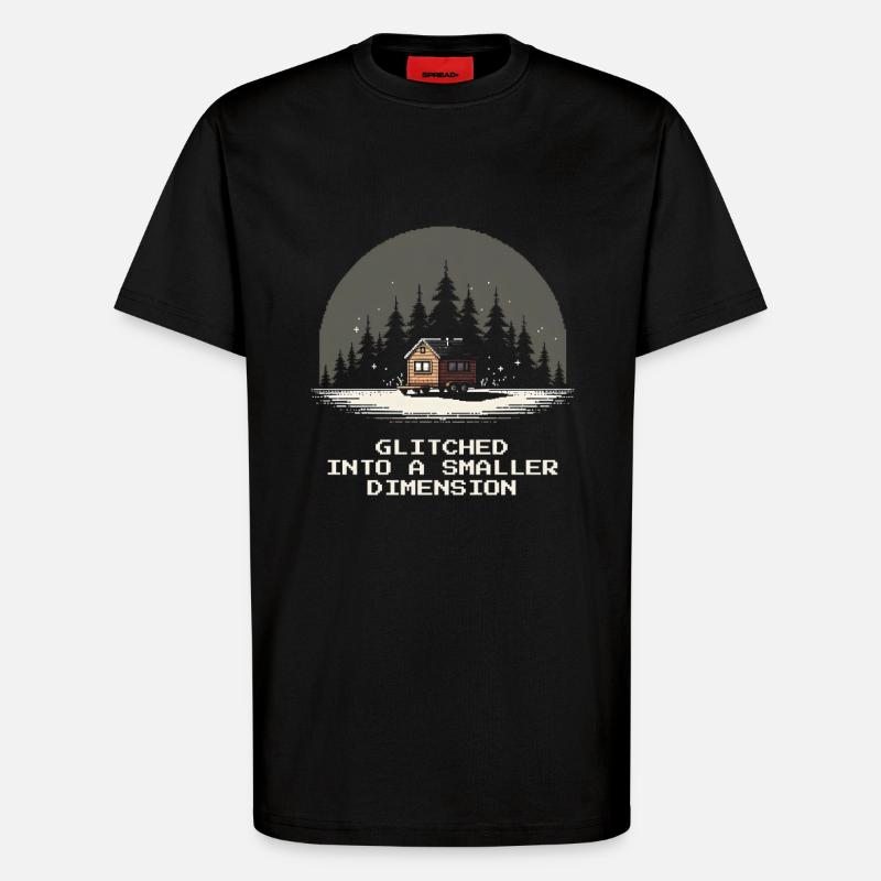 Smaller dimension glitched | Micro house - T-Shirt - made by SPREAD - SOLID BLACK