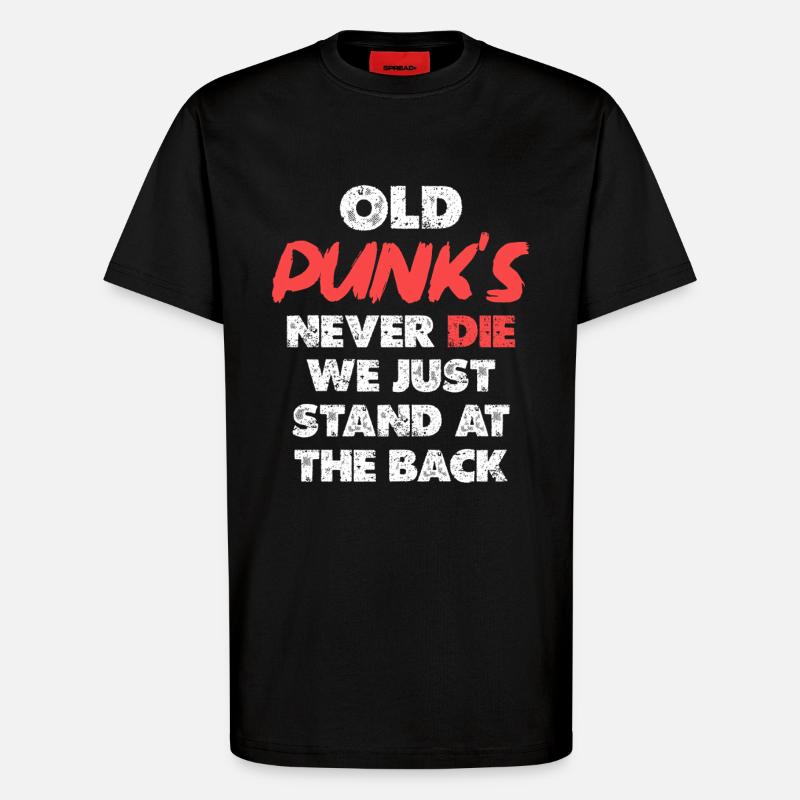 Œuvres d’art Old Punks Never Die - T-shirt bio décontracté fabriqué en UE - SOLID BLACK