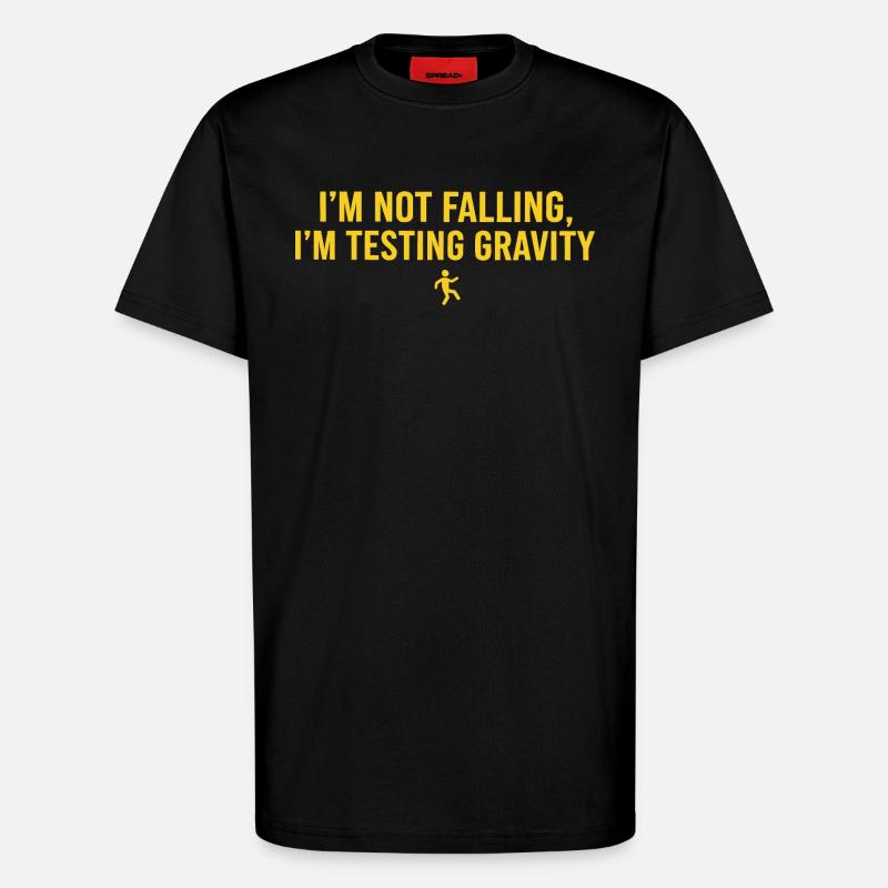 Falling down funny - T-Shirt - made by SPREAD - SOLID BLACK