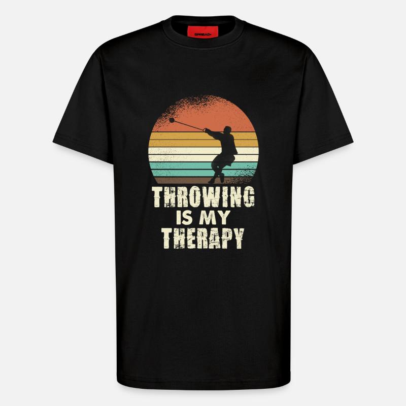 Throwing Therapy Retro Sunset - T-Shirt - made by SPREAD - SOLID BLACK