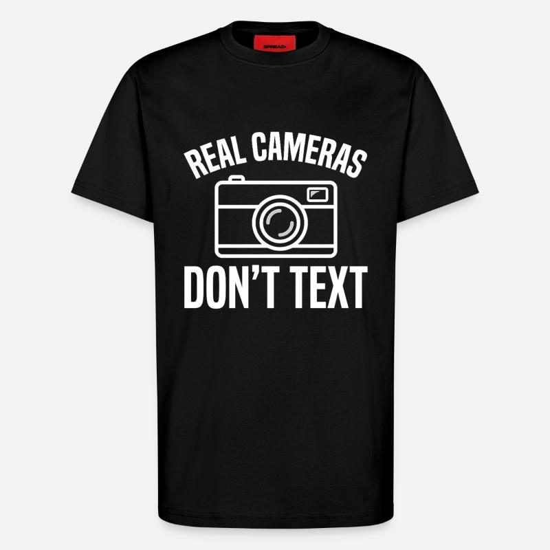 Real Cameras Don't Text Design - T-Shirt - made by SPREAD - SOLID BLACK