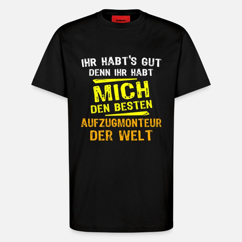 Elevator Technician Gift - T-Shirt - made by SPREAD - SOLID BLACK