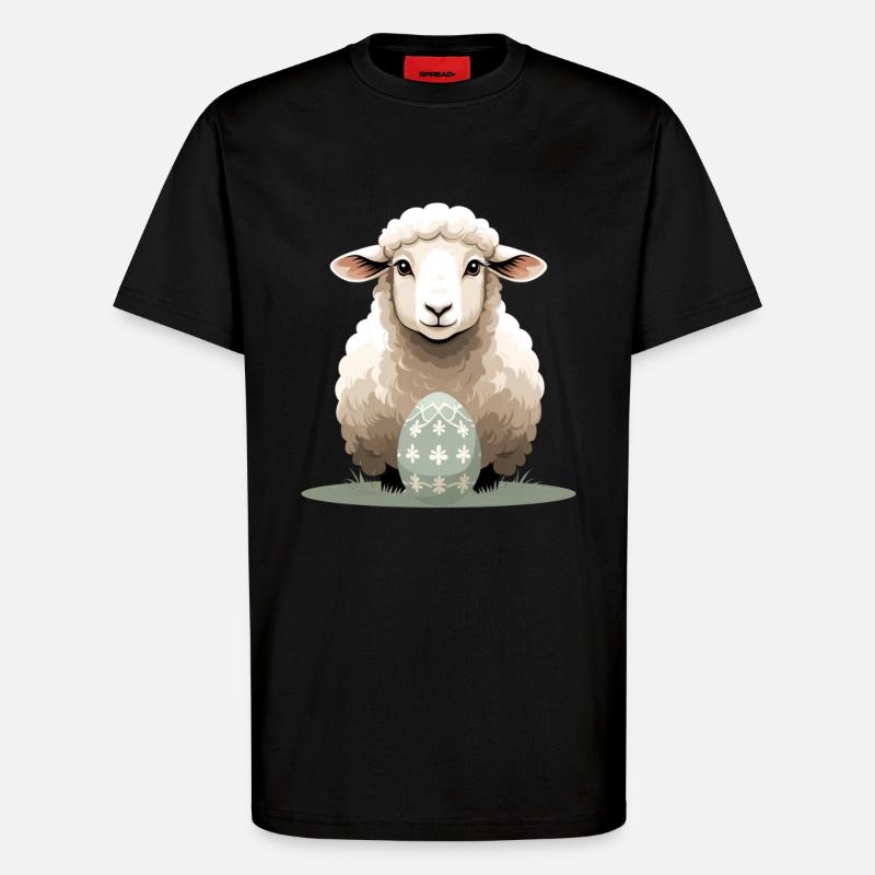 Cuddly lamb with Easter egg - T-Shirt - made by SPREAD - SOLID BLACK