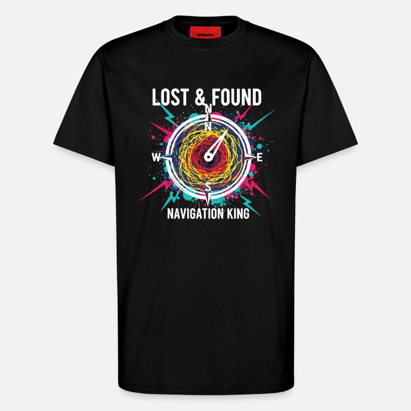 Lost & Found Kompass-Navigationskönig - T-Shirt - made by SPREAD - SOLID BLACK